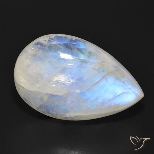 28.68ct Натуральный Голубовато-белый Радужный лунный камень, Форма груши, Полупрозрачный