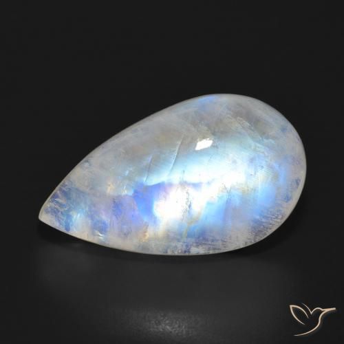 14.91ct Натуральный Голубовато-белый Радужный лунный камень, Форма груши, Полупрозрачный