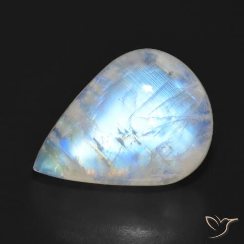 18.57ct Натуральный Голубовато-белый Радужный лунный камень, Форма груши, Полупрозрачный