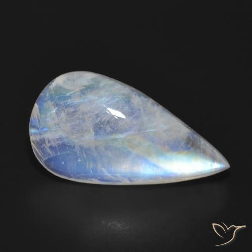 11.31ct Натуральный Голубовато-белый Радужный лунный камень, Форма груши, Полупрозрачный
