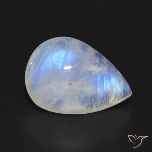 9.55ct Натуральный Голубовато-белый Радужный лунный камень, Форма груши, Полупрозрачный
