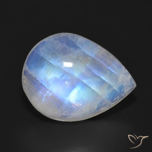 11.64ct Натуральный Голубовато-белый Радужный лунный камень, Форма груши, Полупрозрачный