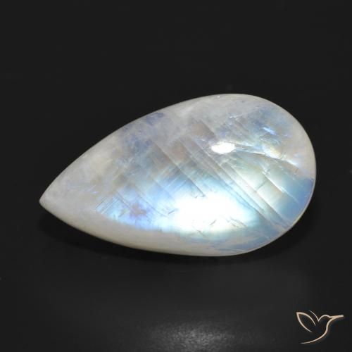 21.04ct Натуральный Голубовато-белый Радужный лунный камень, Форма груши, Полупрозрачный