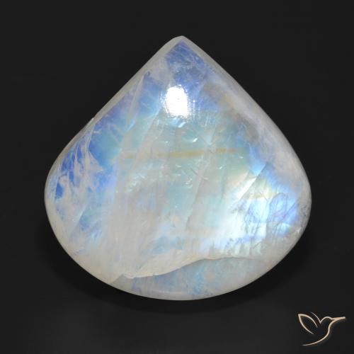 30.80ct Натуральный Голубовато-белый Радужный лунный камень, Форма груши, Полупрозрачный