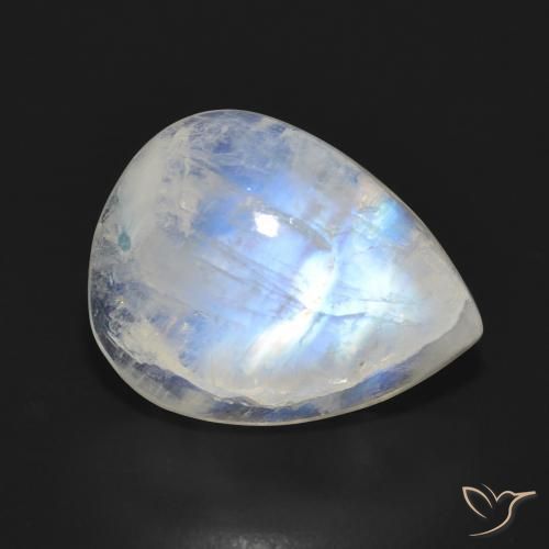 13.18ct Натуральный Голубовато-белый Радужный лунный камень, Форма груши, Полупрозрачный