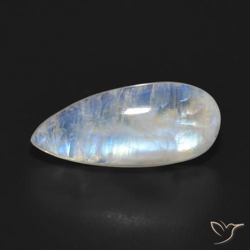7.88ct Натуральный Голубовато-белый Радужный лунный камень, Форма груши, Полупрозрачный
