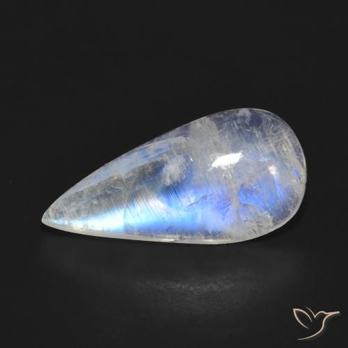 5.47ct Натуральный Голубовато-белый Радужный лунный камень, Форма груши, Полупрозрачный