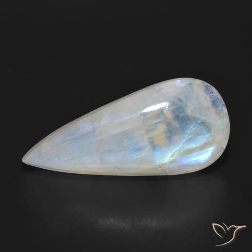 24.85ct Натуральный Голубовато-белый Радужный лунный камень, Форма груши, Полупрозрачный