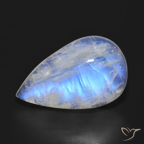 20.73ct Натуральный Голубовато-белый Радужный лунный камень, Форма груши, Полупрозрачный