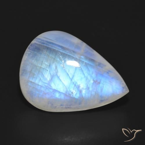 11.87ct Натуральный Голубовато-белый Радужный лунный камень, Форма груши, Полупрозрачный