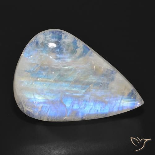 25.41ct Натуральный Голубовато-белый Радужный лунный камень, Форма груши, Полупрозрачный