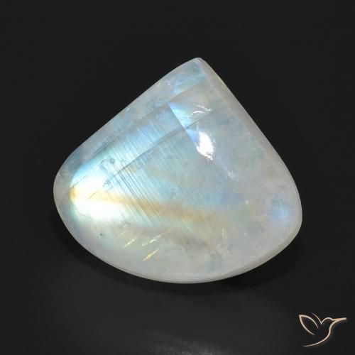 10.90ct Натуральный Голубовато-белый Радужный лунный камень, Форма груши, Полупрозрачный