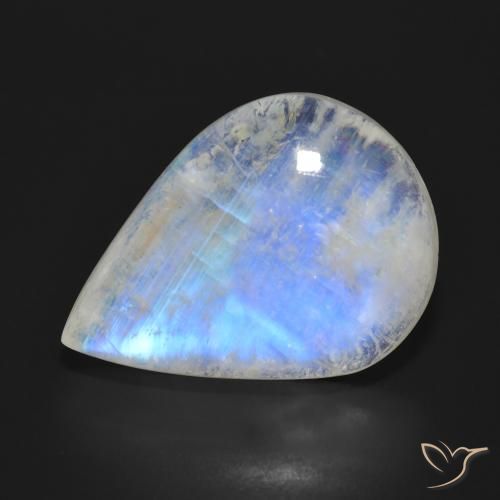 24.76ct Натуральный Голубовато-белый Радужный лунный камень, Форма груши, Полупрозрачный