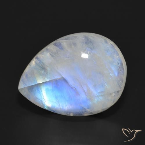 18.25ct Натуральный Голубовато-белый Радужный лунный камень, Форма груши, Полупрозрачный