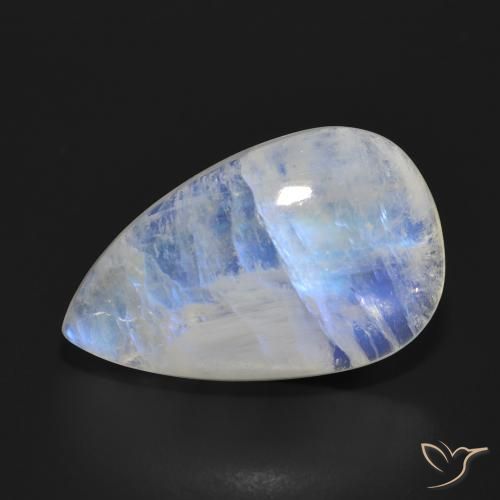 17.97ct Натуральный Голубовато-белый Радужный лунный камень, Форма груши, Полупрозрачный