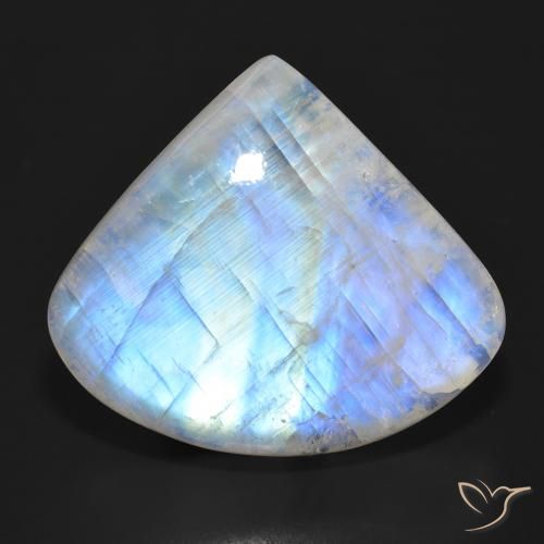 33.55ct Натуральный Голубовато-белый Радужный лунный камень, Форма груши, Полупрозрачный
