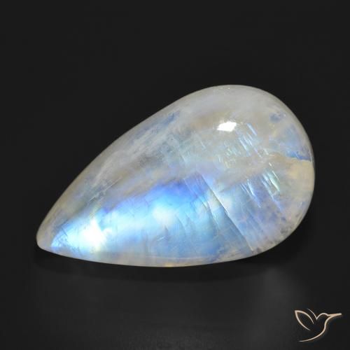 23.70ct Натуральный Голубовато-белый Радужный лунный камень, Форма груши, Полупрозрачный