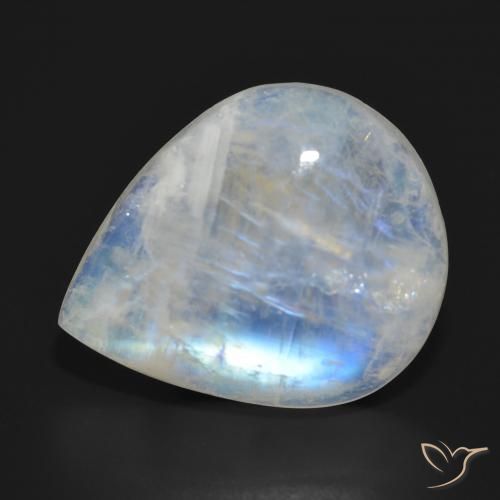 19.29ct Натуральный Голубовато-белый Радужный лунный камень, Форма груши, Полупрозрачный