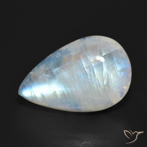 15.38ct Натуральный Голубовато-белый Радужный лунный камень, Форма груши, Полупрозрачный