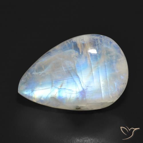 17.74ct Натуральный Голубовато-белый Радужный лунный камень, Форма груши, Полупрозрачный