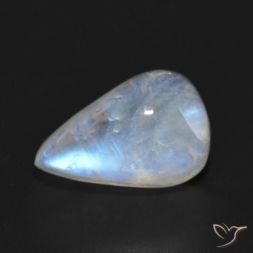 6.55ct Натуральный Голубовато-белый Радужный лунный камень, Форма груши, Полупрозрачный