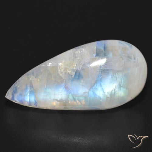 23.92ct Натуральный Голубовато-белый Радужный лунный камень, Форма груши, Полупрозрачный