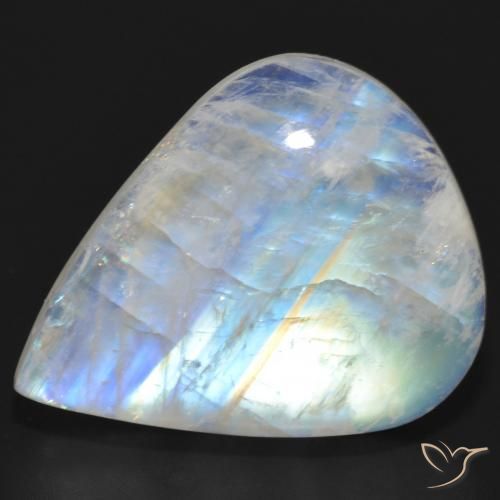 20.35ct Натуральный Голубовато-белый Радужный лунный камень, Форма груши, Полупрозрачный