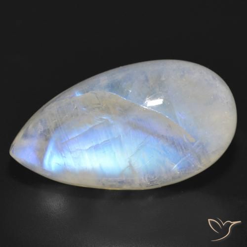 20.60ct Натуральный Голубовато-белый Радужный лунный камень, Форма груши, Полупрозрачный