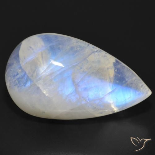 22.05ct Натуральный Голубовато-белый Радужный лунный камень, Форма груши, Полупрозрачный