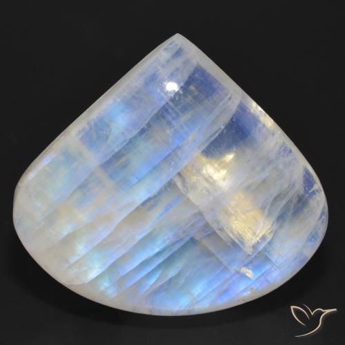 36.83ct Натуральный Голубовато-белый Радужный лунный камень, Форма груши, Полупрозрачный
