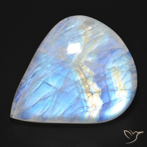 76.92ct Натуральный Голубовато-белый Радужный лунный камень, Форма груши, Полупрозрачный