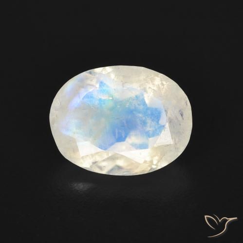 1.55ct Натуральный Голубовато-белый Радужный лунный камень, Овал, Прозрачный
