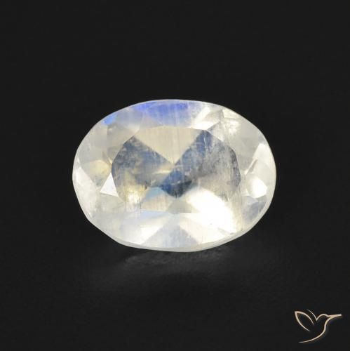 1.13ct Натуральный Голубовато-белый Радужный лунный камень, Овал, Прозрачный