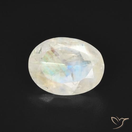 1.39ct Натуральный Голубовато-белый Радужный лунный камень, Овал, Прозрачный