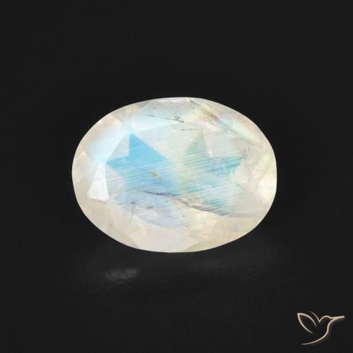 1.06ct Натуральный Голубовато-белый Радужный лунный камень, Овал, Прозрачный