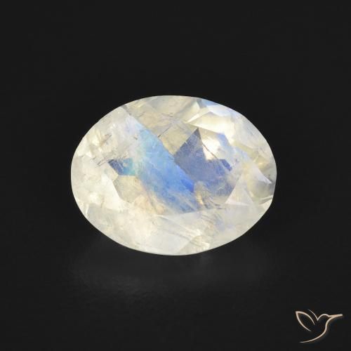 1.68ct Натуральный Голубовато-белый Радужный лунный камень, Овал, Прозрачный