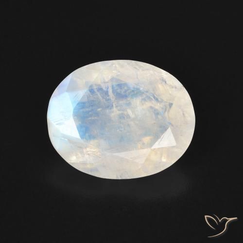 3.00ct Натуральный Голубовато-белый Радужный лунный камень, Овал, Прозрачный