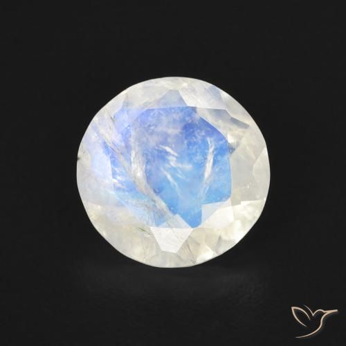 1.47ct Натуральный Голубовато-белый Радужный лунный камень, Круглый, Прозрачный