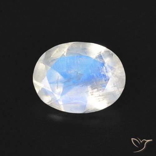 1.38ct Натуральный Голубовато-белый Радужный лунный камень, Овал, Прозрачный