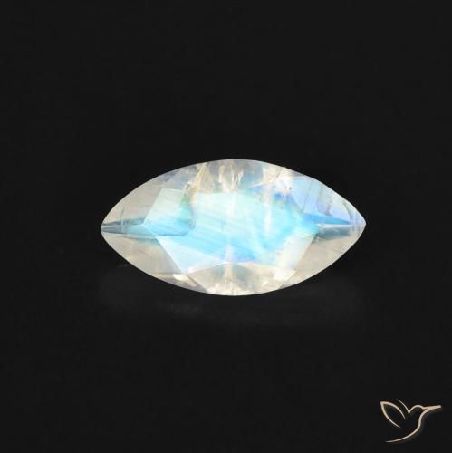 0.52ct Натуральный Голубовато-белый Радужный лунный камень, Маркиза, Прозрачный