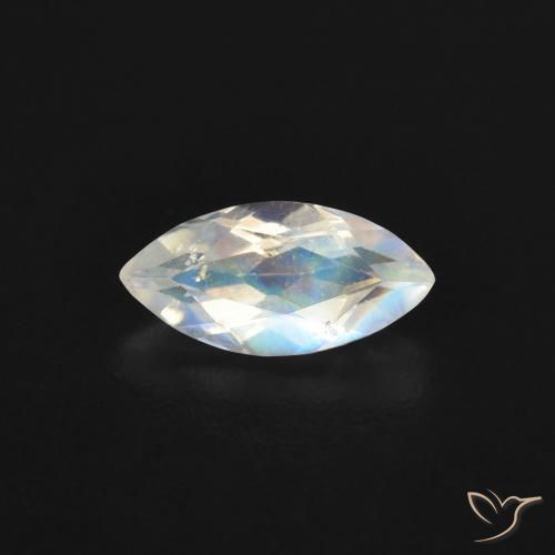 0.48ct Натуральный Голубовато-белый Радужный лунный камень, Маркиза, Прозрачный
