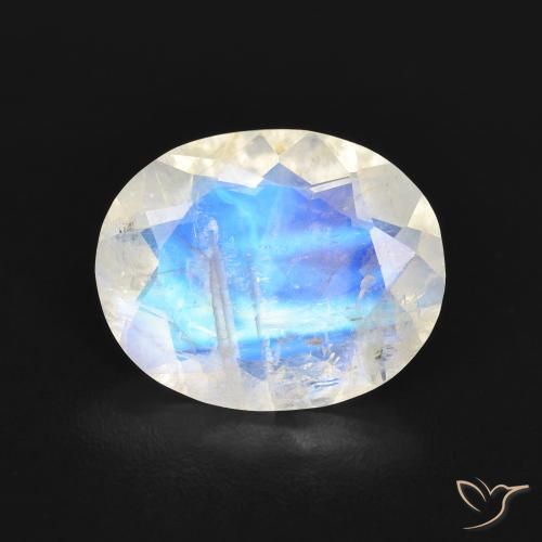 2.58ct Натуральный Голубовато-белый Радужный лунный камень, Овал, Прозрачный