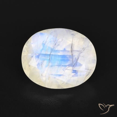 3.18ct Натуральный Голубовато-белый Радужный лунный камень, Овал, Прозрачный