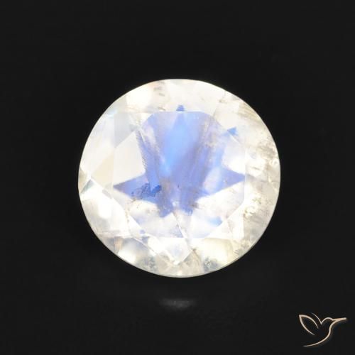 1.05ct Натуральный Голубовато-белый Радужный лунный камень, Круглый, Прозрачный