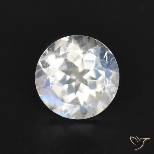 0.84ct Натуральный Голубовато-белый Радужный лунный камень, Круглый, Прозрачный