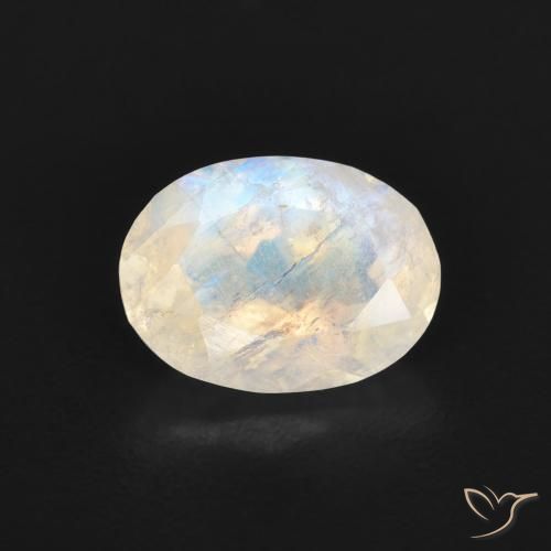 1.18ct Натуральный Голубовато-белый Радужный лунный камень, Овал, Прозрачный