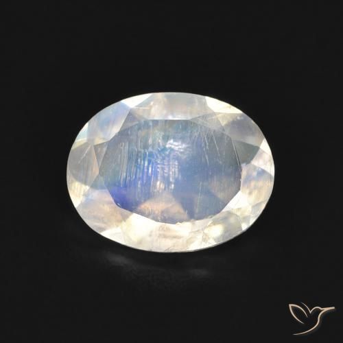 1.30ct Натуральный Голубовато-белый Радужный лунный камень, Овал, Прозрачный