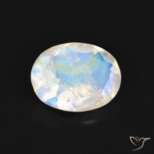 1.36ct Натуральный Голубовато-белый Радужный лунный камень, Овал, Прозрачный