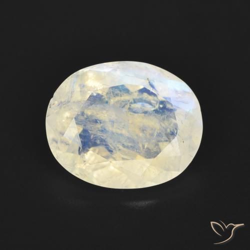 2.68ct Натуральный Голубовато-белый Радужный лунный камень, Овал, Прозрачный