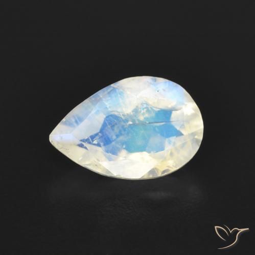 0.84ct Натуральный Голубовато-белый Радужный лунный камень, Форма груши, Прозрачный